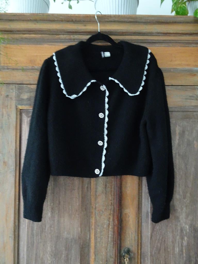 H&M vest met kanten ruches randjes maat M, Ophalen of Verzenden, Zo goed als nieuw, Maat 38/40 (M), Zwart