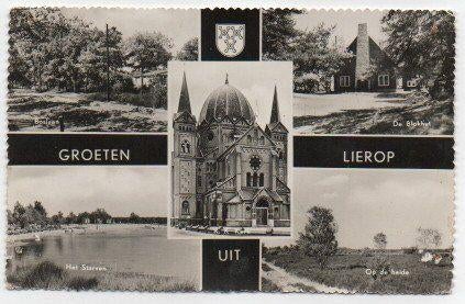Groeten uit Lierop oa blokhut scouting en kerk 1961, Verzamelen, Ophalen, 1960 tot 1980, Gelopen, Noord-Brabant