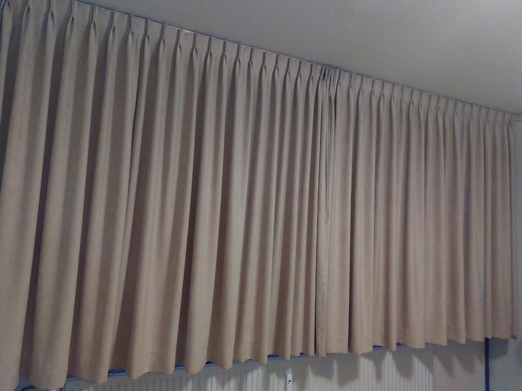 Gordijnen beige/gelig, Ophalen of Verzenden, Beige, 200 cm of meer