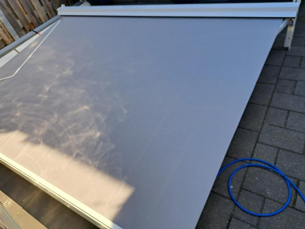 Knikarmscherm zonnescherm 350 cm breed Uitval 250 cm Slinger, Tuin en Terras, Zonneschermen, 150 tot 300 cm, Ophalen, Gebruikt