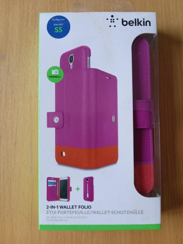 Belkin 2-in-1 wallet folio Samsung Galaxy S5 roze oranje, Ophalen of Verzenden, Nieuw, Galaxy S5, Hoesje of Tasje