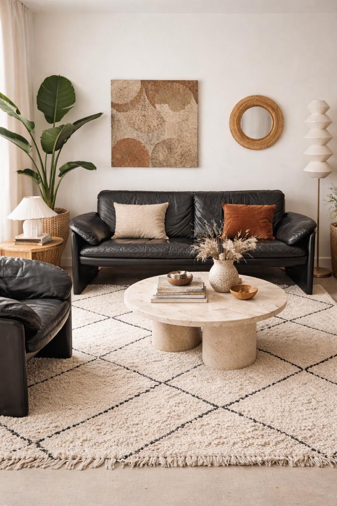 Leolux design bank + fauteuil – zwart leer, Ophalen, Gebruikt, 150 tot 200 cm, Tweepersoons