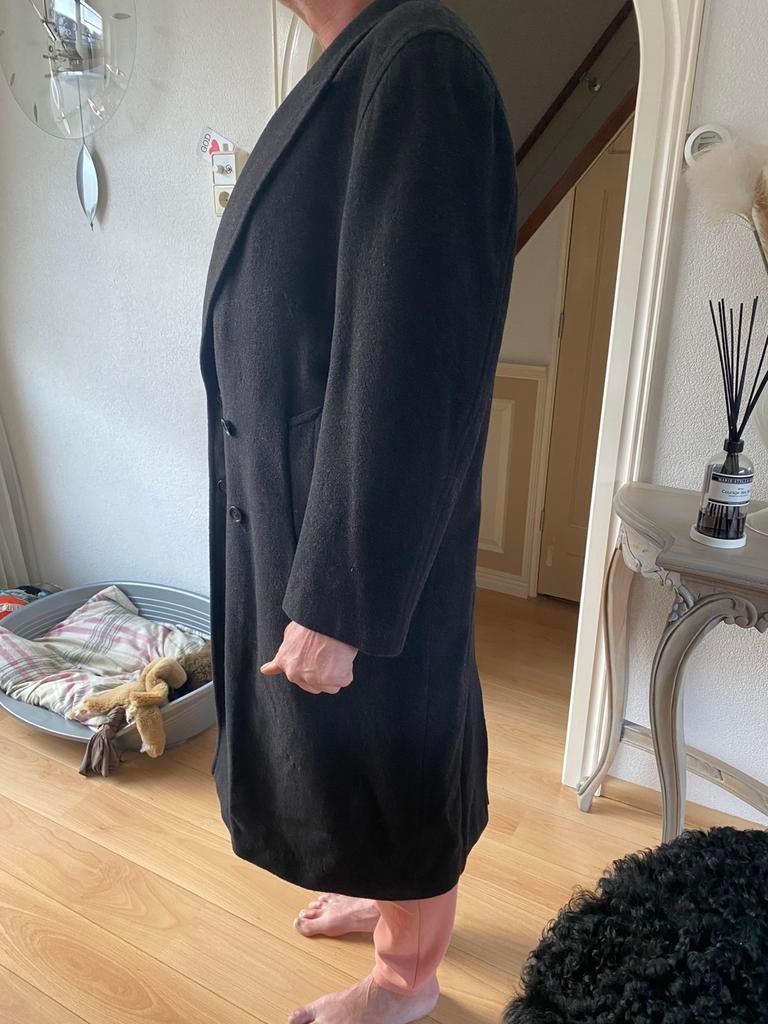 Lange donker blauwe jas wol en cashmir maat 52, Kleding | Heren, Jassen | Winter, Ophalen of Verzenden, Gedragen, Maat 52/54 (L)