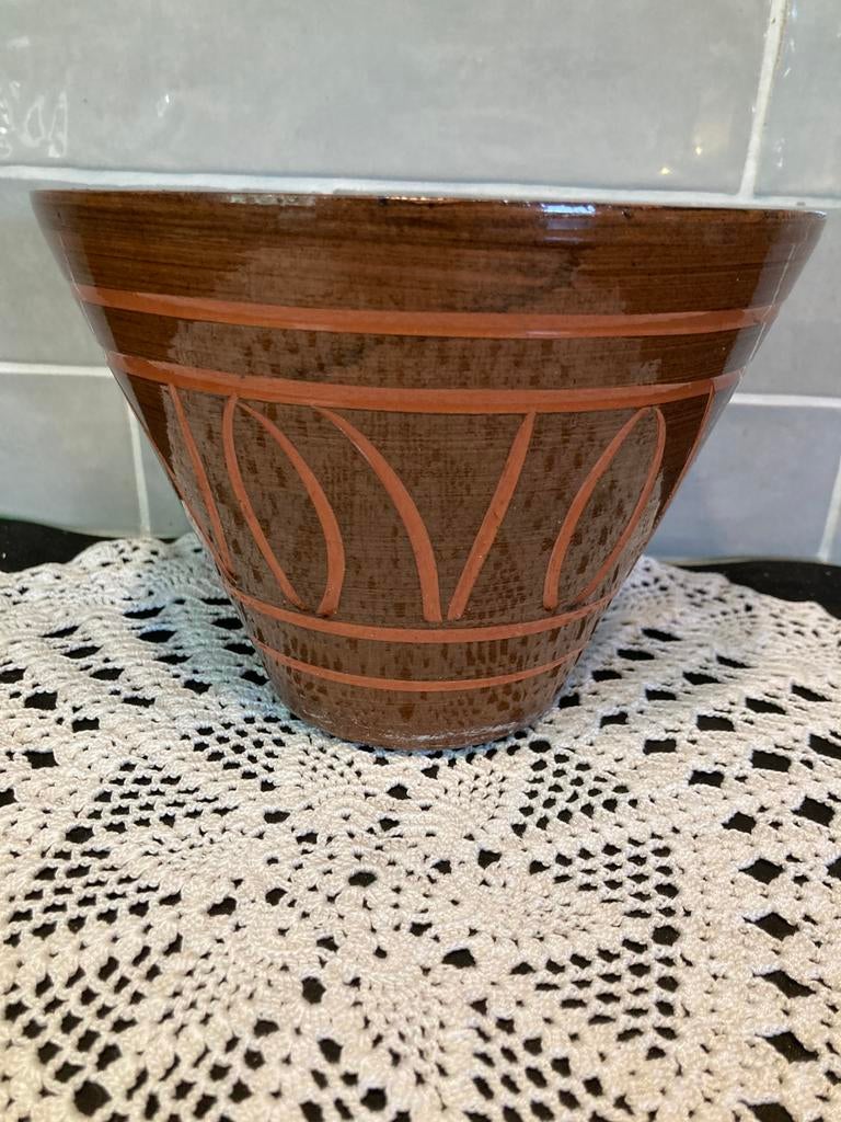 Vintage bloempot (080426), Gebruikt, Ophalen of Verzenden, Aardewerk, Binnen