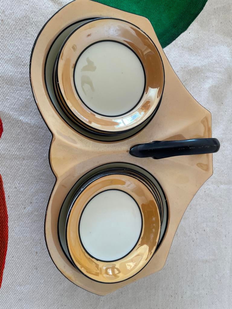 Vintage keramische bonbonschaaltjes met houder, Antiek en Kunst, Ophalen of Verzenden