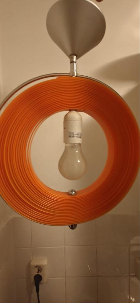 Vintage Oranje "Moon" Hanglamp - Christian Koban voor Dom, Huis en Inrichting, Ophalen of Verzenden, Gebruikt, Kunststof, Minder dan 50 cm