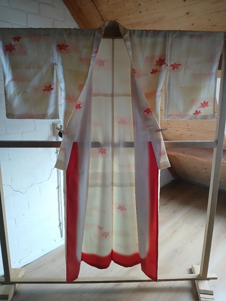 Traditionele Japanse Kimono white momiji, Ophalen of Verzenden