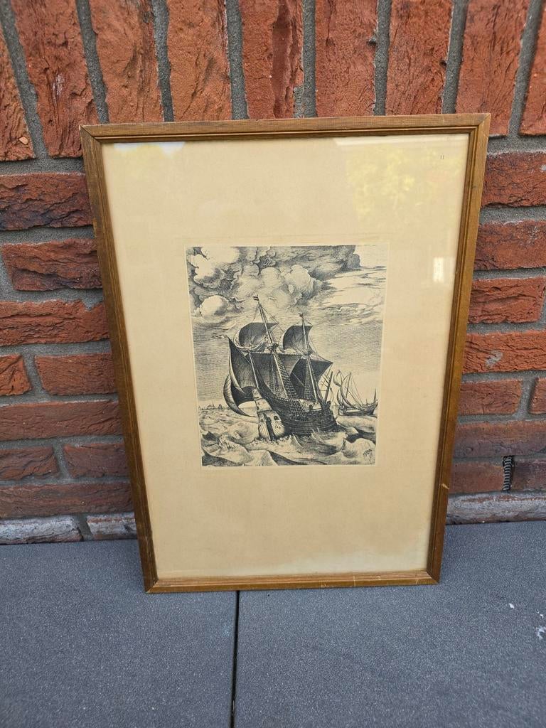 Antieke ingelijste Litho Frans Huys,
Cornelis Cort €49, Antiek en Kunst, Ophalen of Verzenden