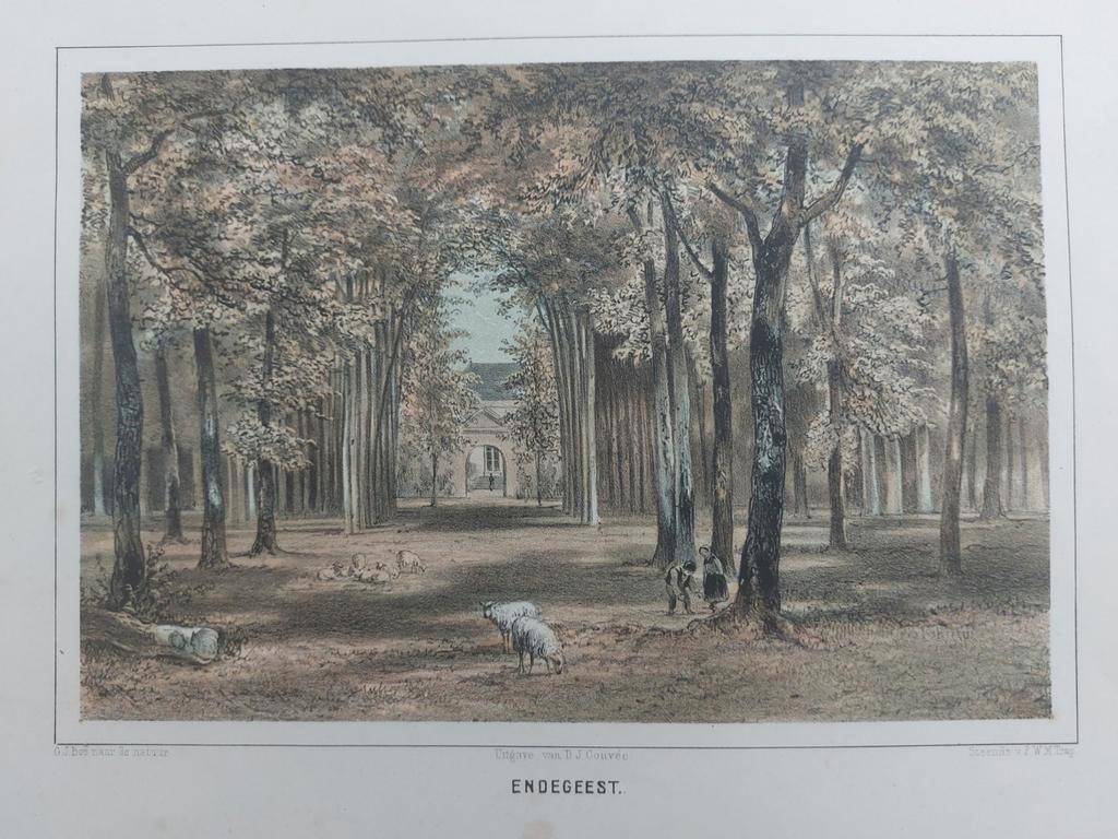12 / Kasteel Endegeest te Oegstgeest Steendruk uit 1859, Ophalen of Verzenden