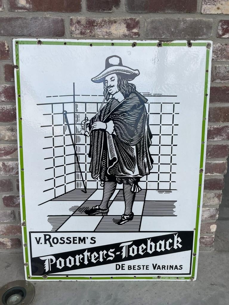 Emaille van Rossem’s poorters toeback reclamebord, Ophalen of Verzenden