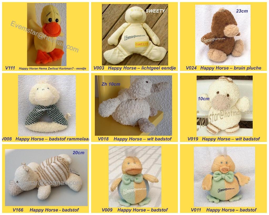 Eend Eendje Happy Horse, Kinderen en Baby's, Speelgoed | Knuffels en Pluche, Zo goed als nieuw, Eend, Happy Horse, Ophalen