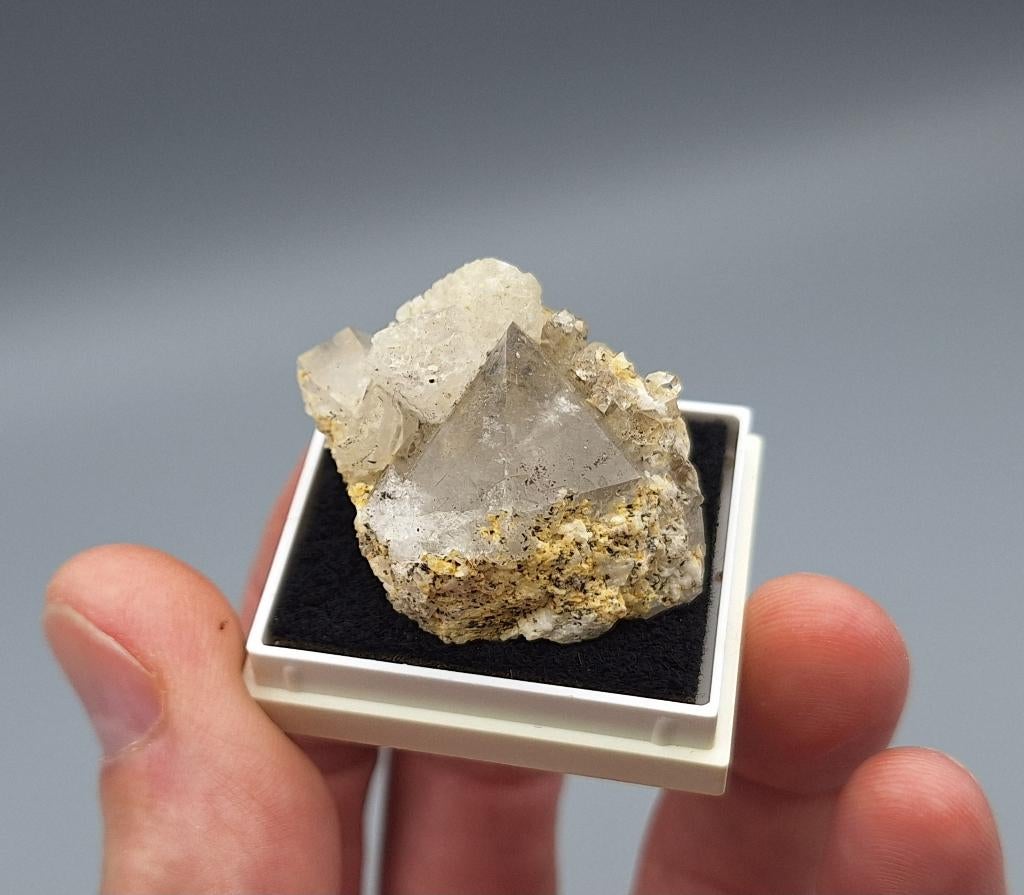 Kwarts, Calciet - Johanneszeche, Duitsland, Ophalen of Verzenden, Mineraal