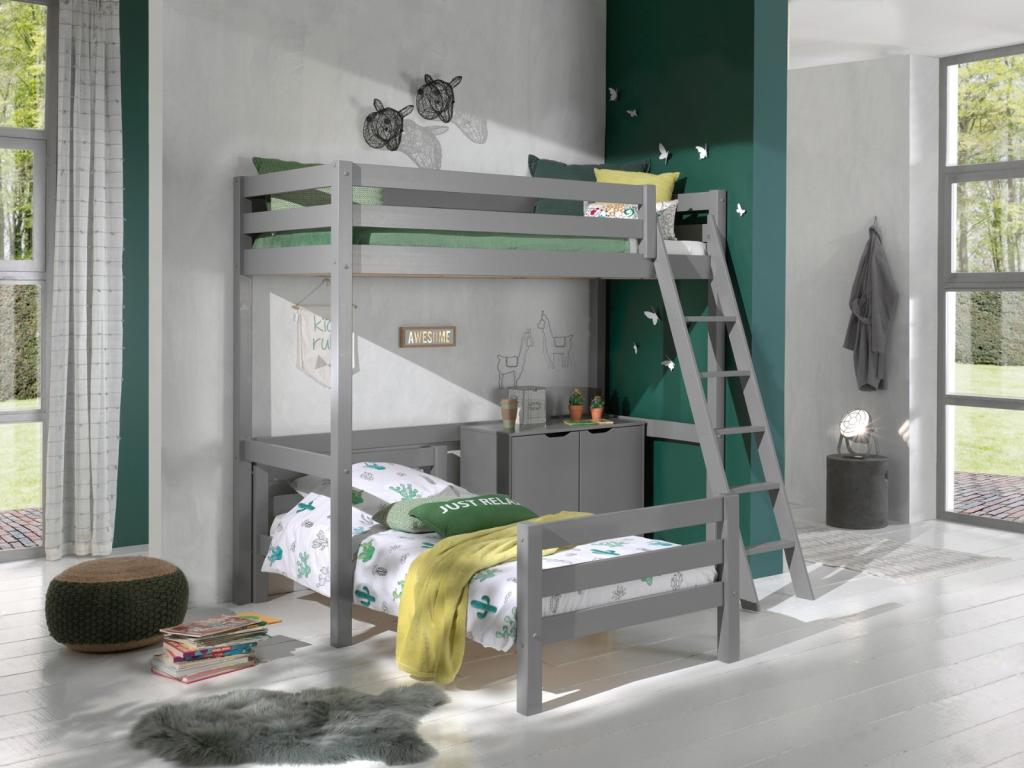 Pino hoekstapelbed - 90x200 - Grijs, Niet ingevuld, Niet ingevuld, Nieuw, Ophalen of Verzenden