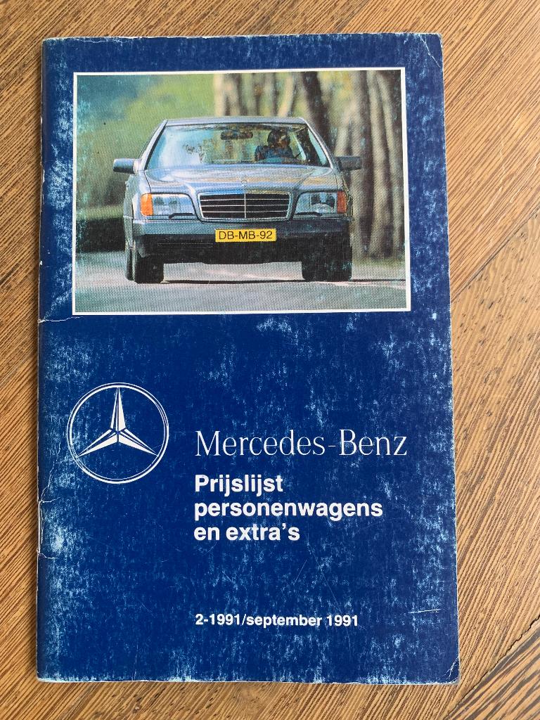Prijslijst Mercedes-Benz personenwagens september 1991, Zo goed als nieuw, Mercedes-Benz, Mercedes, Ophalen of Verzenden