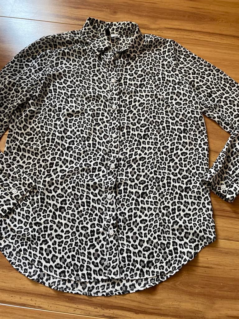 H&M Divided Leopard Print Blouse Maat 36 (S), Ophalen of Verzenden, Zo goed als nieuw, Maat 36 (S), Zwart