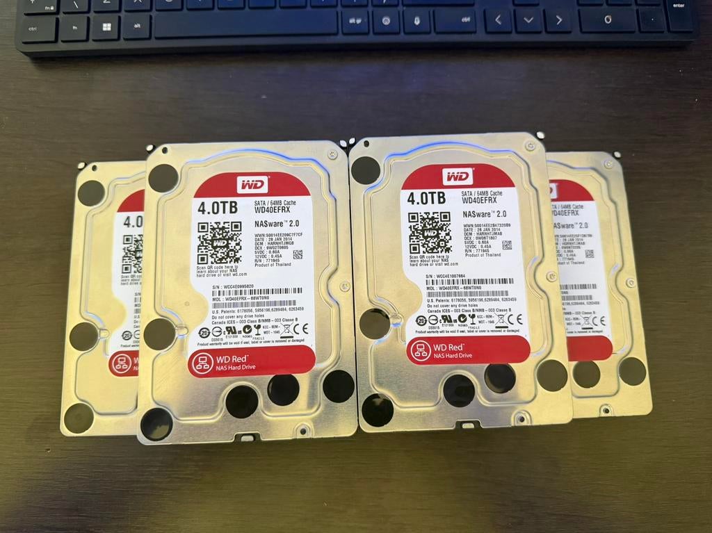 WD Red 4TB - WD40EFR - SATA, Computers en Software, Harde schijven, Ophalen, Intern, Gebruikt, Server