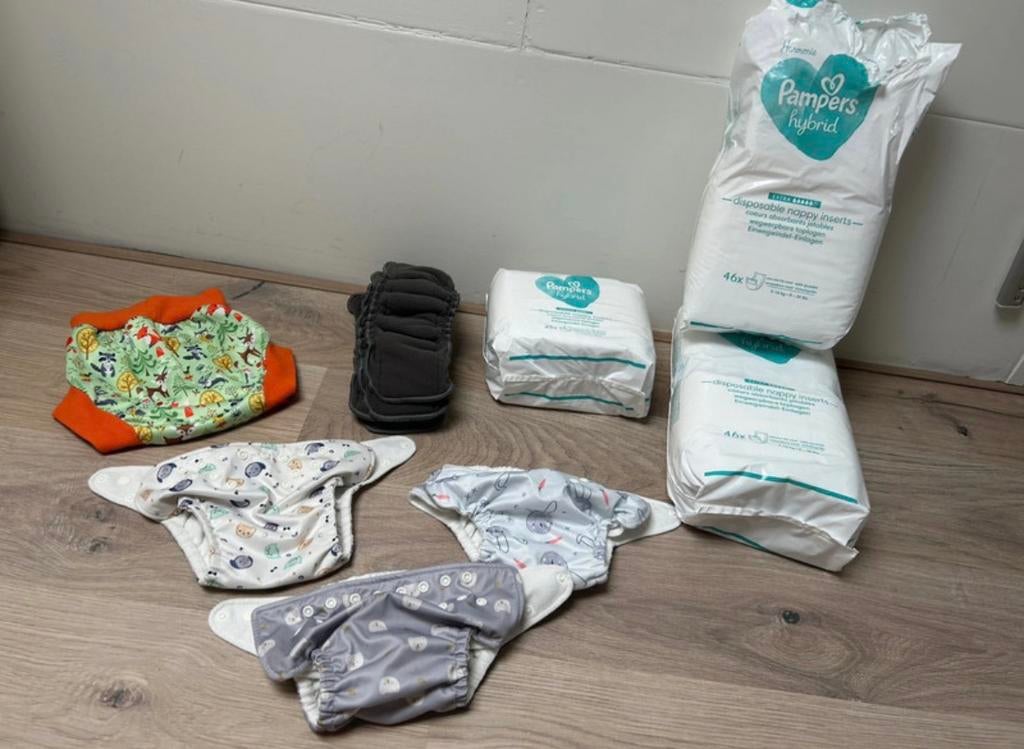 Pakket wasbare luiers, Kinderen en Baby's, Badjes en Verzorging, Ophalen of Verzenden, Zo goed als nieuw, Overige typen