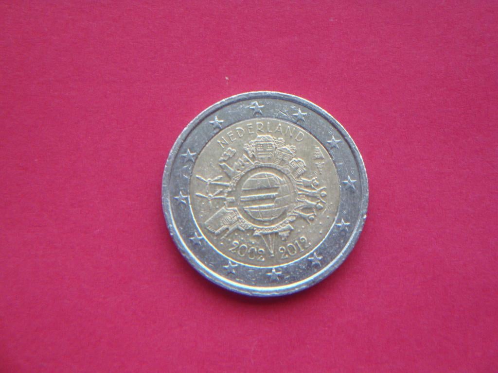 Nederland 2 Euromunt tien jaar chartale Euro 2012., Verzenden, Koningin Beatrix, Euro's, Losse munt