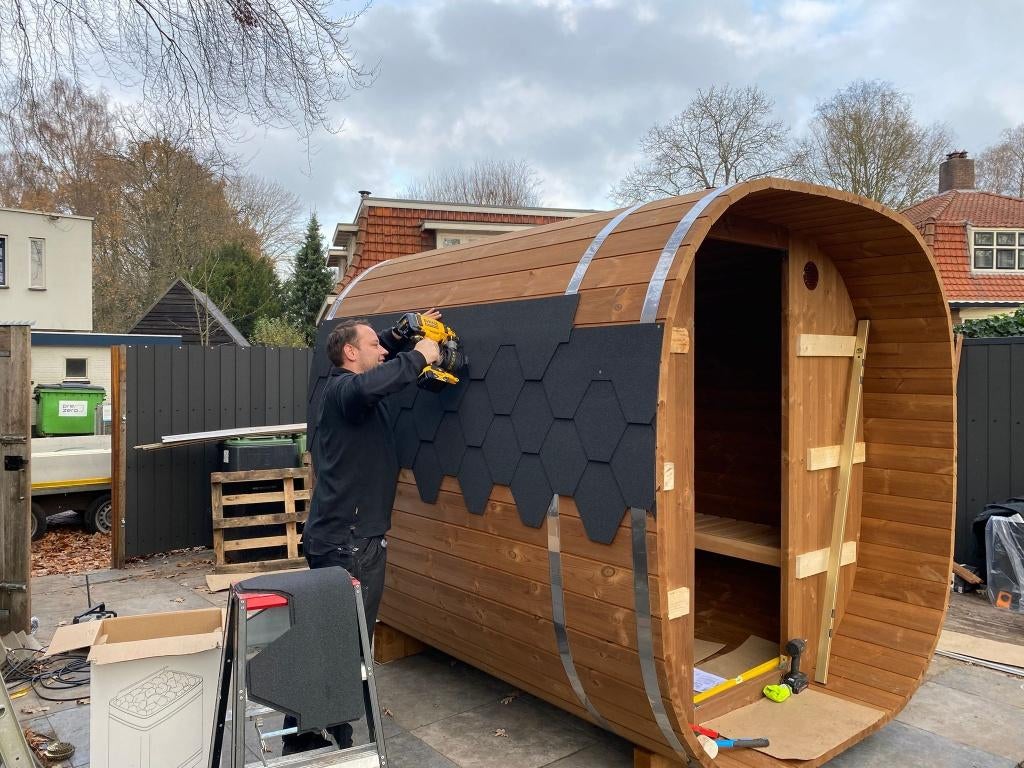 Barrel Sauna Cube Finse Sauna uit voorraad, Sport en Fitness, Sauna, Ophalen of Verzenden, Nieuw, Fins of Traditioneel, Complete sauna