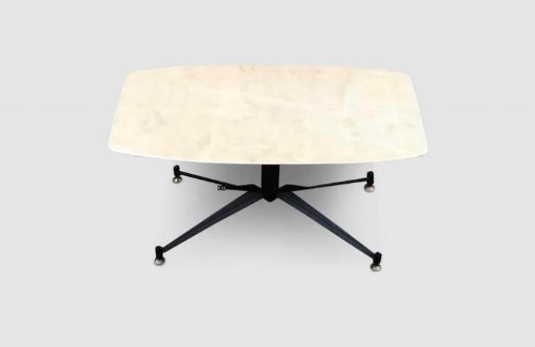 Marmer en staal salontafel design CARLO RATTI Italiaans jr60, Huis en Inrichting, Tafels | Salontafels, Minder dan 50 cm, 50 tot 100 cm
