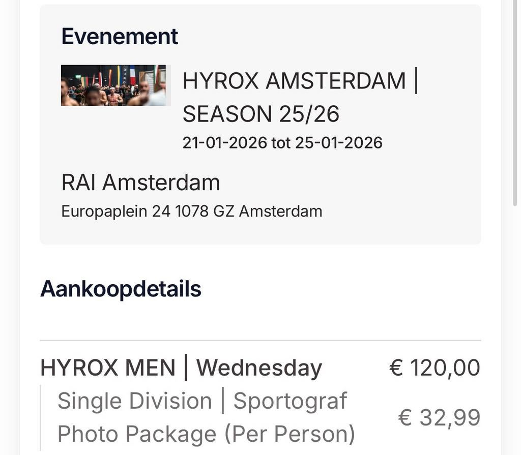 HYROX Amsterdam Single Men Open, Eén persoon