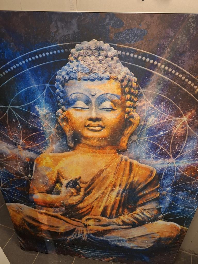 Peesdoek met aluminium frame - Boeddha, Verzenden, Zo goed als nieuw