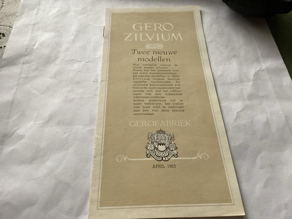 Gero Zilvium Catalogus April 1953 met 8 blz, Ophalen of Verzenden