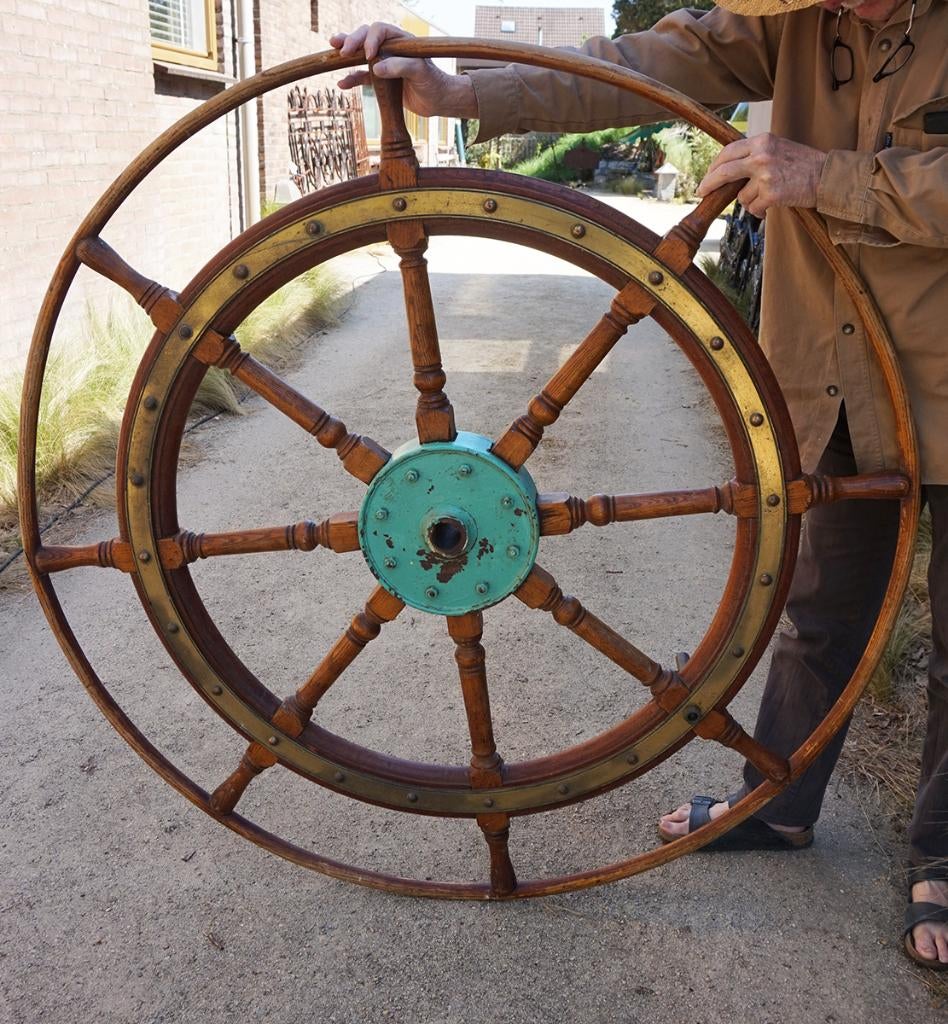 Groot vintage antiek stuurwiel, zeer decoratief, Ophalen