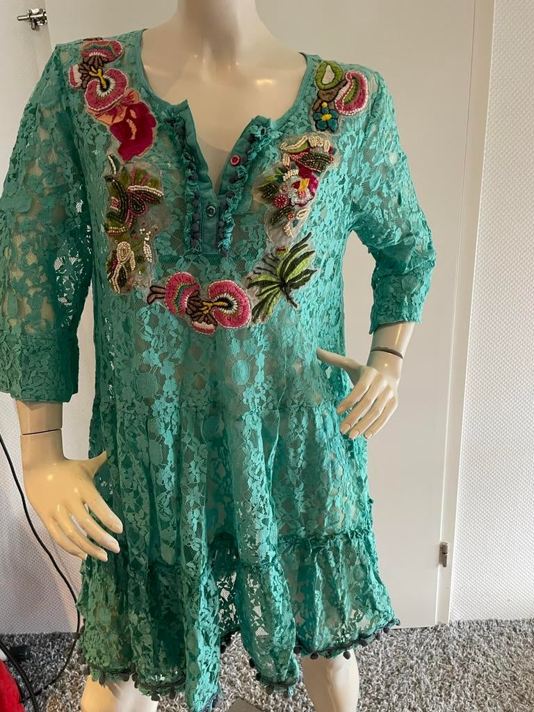 Antica sartoria kanten jurkje met kralen maat m, Kleding | Dames, Maat 38/40 (M), ., Ophalen of Verzenden, Zo goed als nieuw