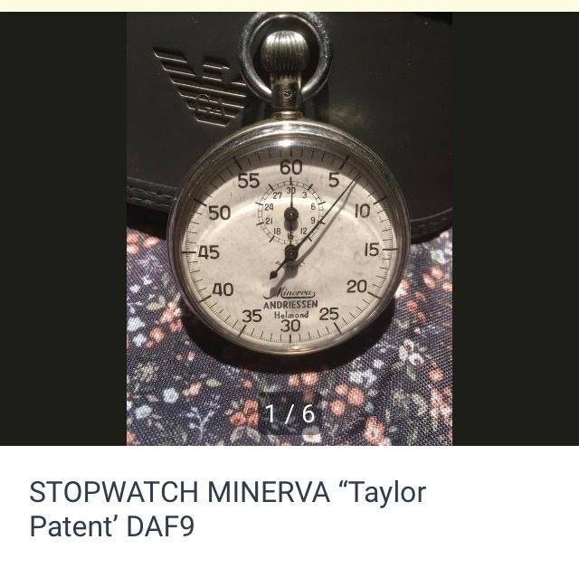 STOPWATCH MINERVA “Taylor Patent’ DAF9, Ophalen