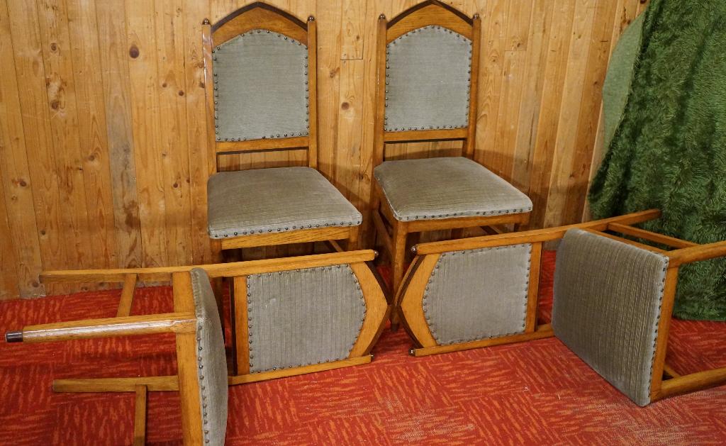 Vintage Dutch Eetkamerstoelen Art Deco Design stoelen Dutch, Ophalen, Gebruikt, Bruin, Stof