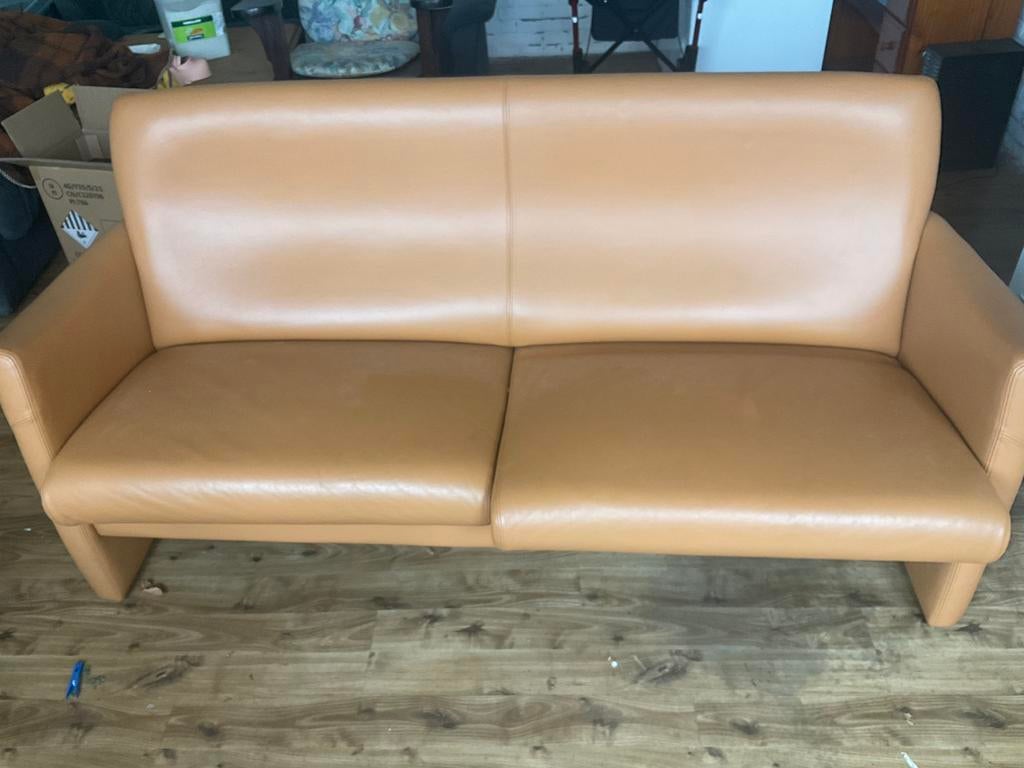 3 Zits leren bank . Nieuwstaat, Huis en Inrichting, Banken | Bankstellen, Ophalen, 150 tot 200 cm, Tweepersoons, 75 tot 100 cm