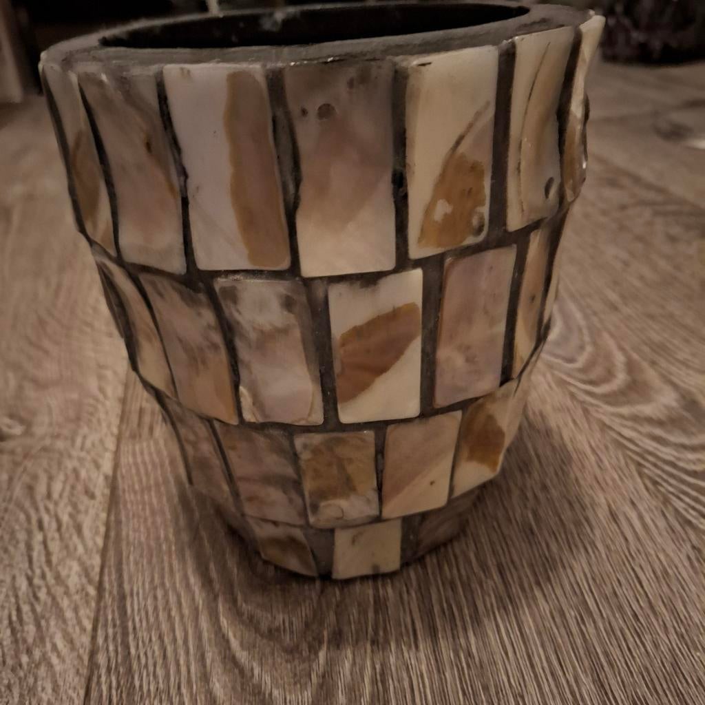 Schelpen vaas, Huis en Inrichting, Woonaccessoires | Vazen, Ophalen of Verzenden, Overige kleuren, Glas, Minder dan 50 cm