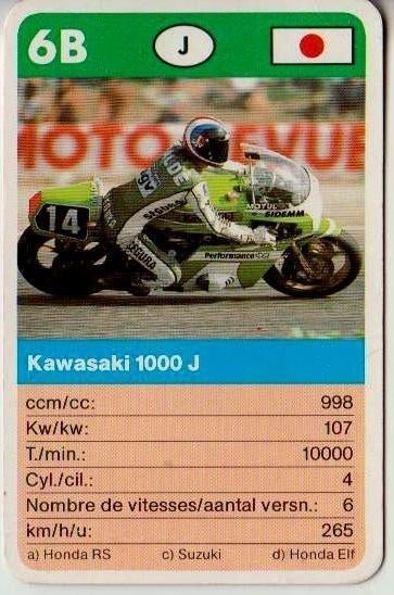 Kw1101 motorkaartje 6b kawasaki 1000 j, Ophalen of Verzenden, Zo goed als nieuw, Motoren