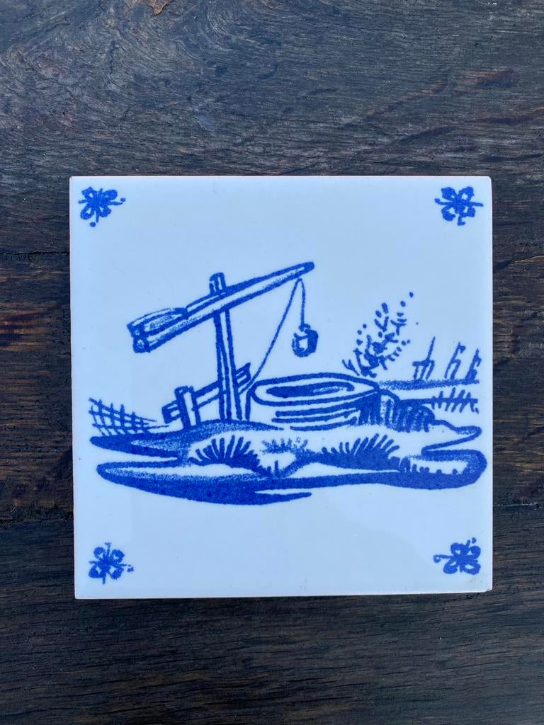 Vintage Sphinx Tegel met Blauwe Put, Antiek en Kunst, Ophalen of Verzenden