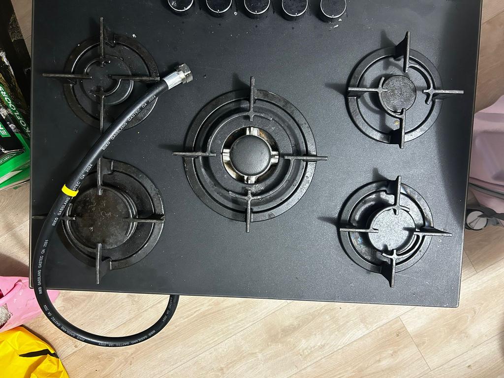Gaskookplaat - 5 pits, Witgoed en Apparatuur, Kookplaten, Gebruikt, Ophalen of Verzenden, Inbouw, Gas