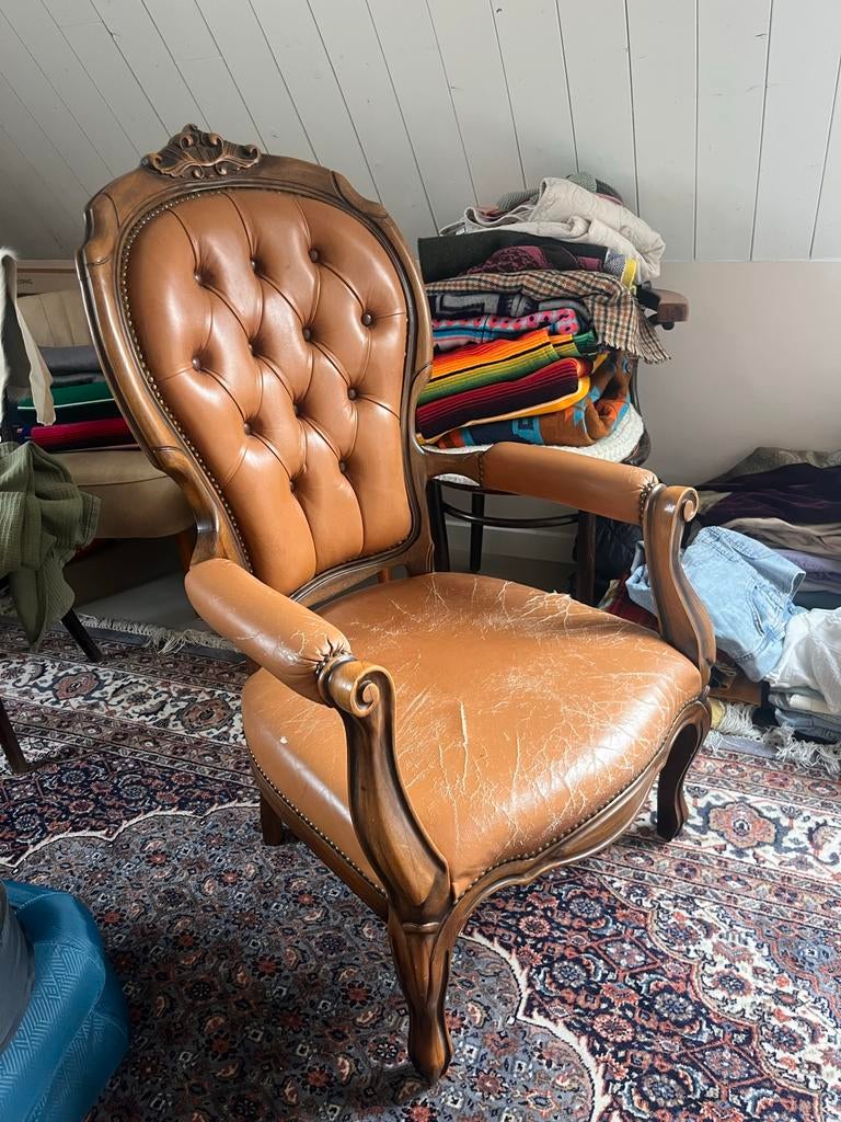 Barok queen ann stoel cognac, Ophalen