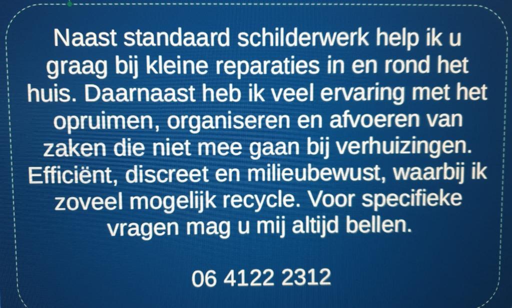 Schilder-, klus- en opruimbedrijf Milan en Place, Binnenschilderwerk