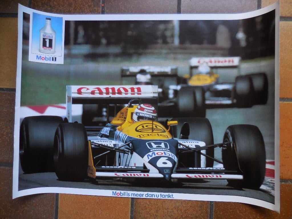 Poster met Williams FW11 met Honda motor, jaren ‘80, Ophalen, Zo goed als nieuw, Formule 1