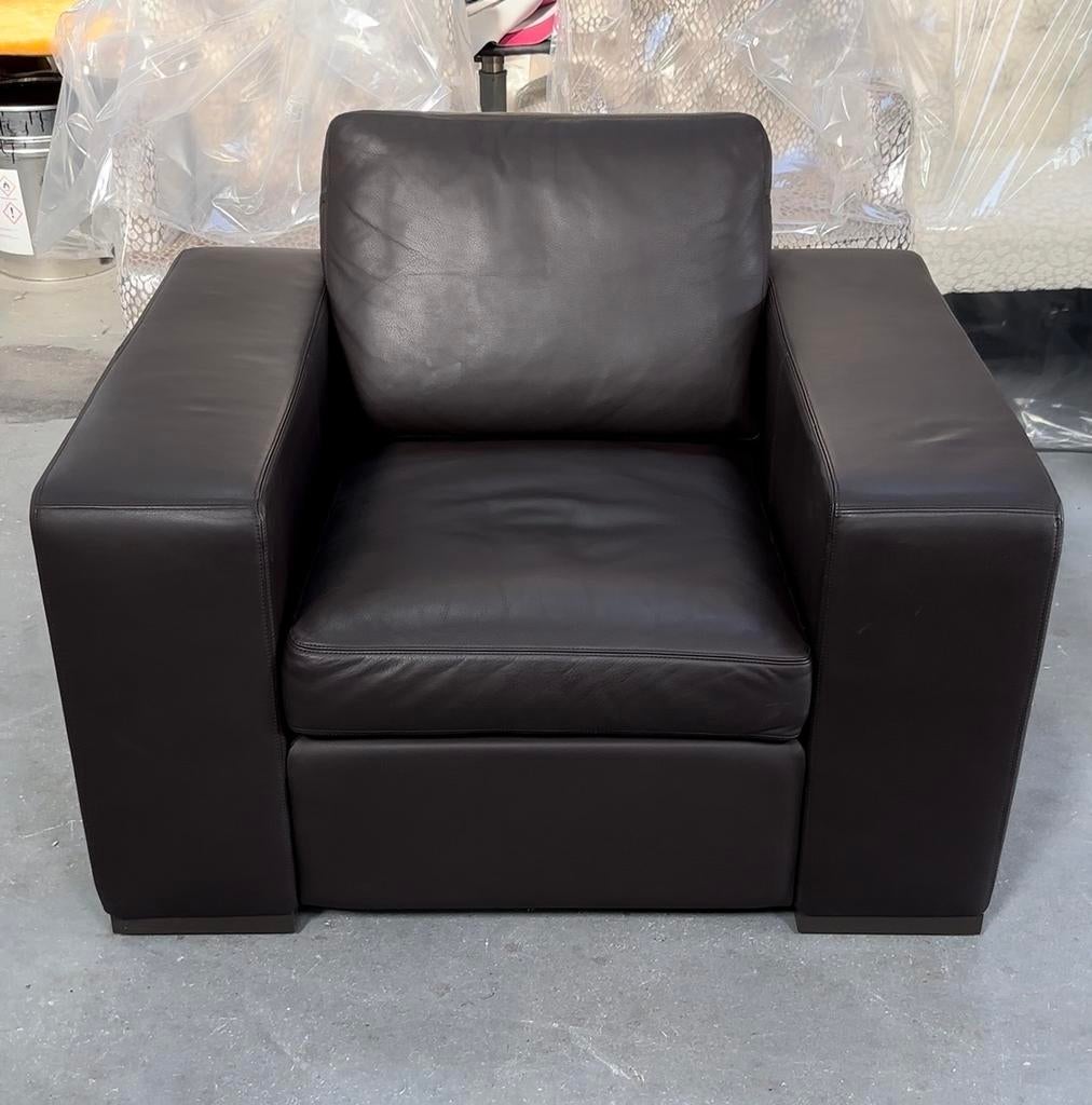 Leren Fauteuils met Metalen Frame (5/6 stuks), Ophalen of Verzenden, Zo goed als nieuw, Leer, 75 tot 100 cm