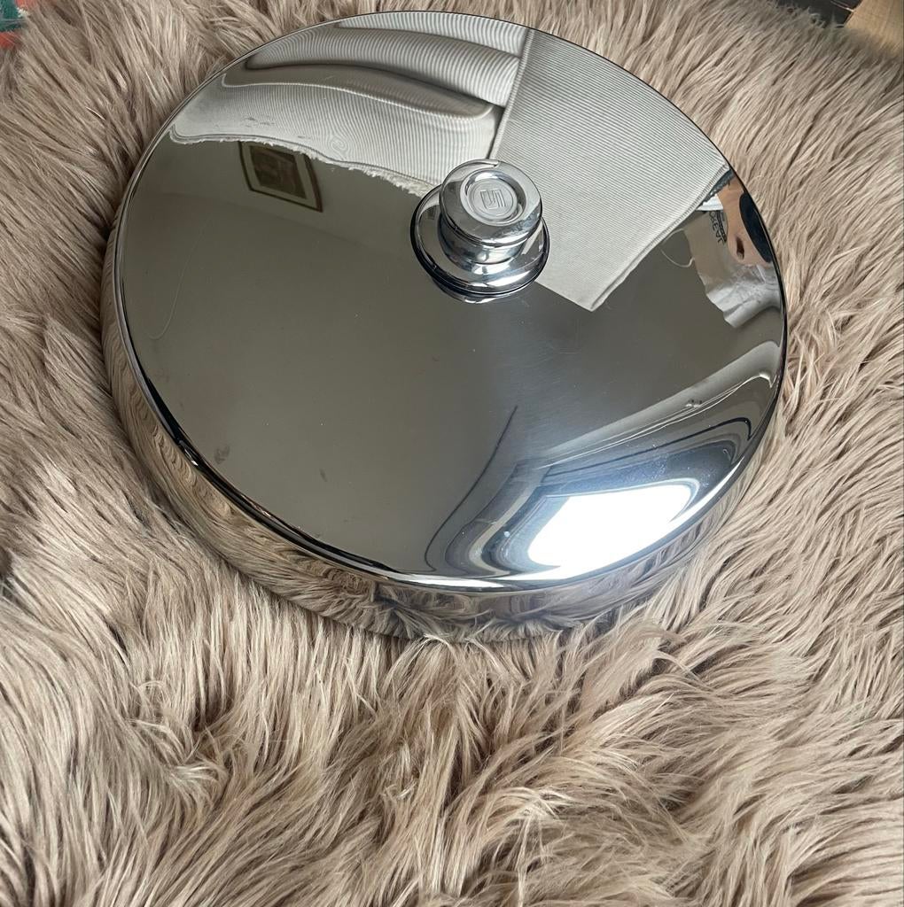 Grote Simtronic Pan Edelstaal 32cm br 12cm h., Huis en Inrichting, Keuken | Potten en Pannen, Ophalen of Verzenden, Zo goed als nieuw