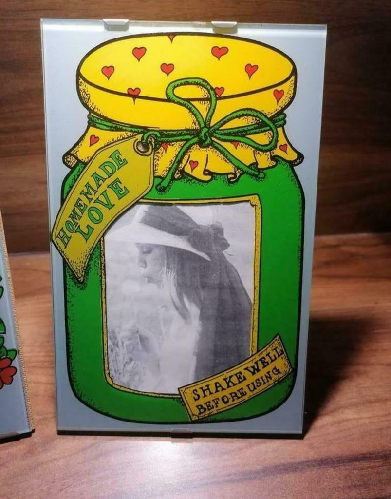 Vintage glazen fotolijst 'Homemade Love' jaren 80, Ophalen of Verzenden