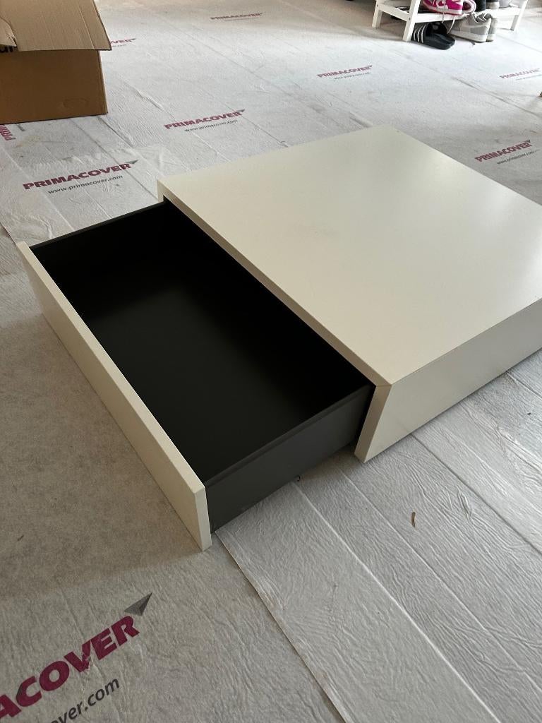 Salontafel met lade, wit,  80x80cm, Ophalen, Gebruikt, 100 tot 150 cm, 50 tot 100 cm