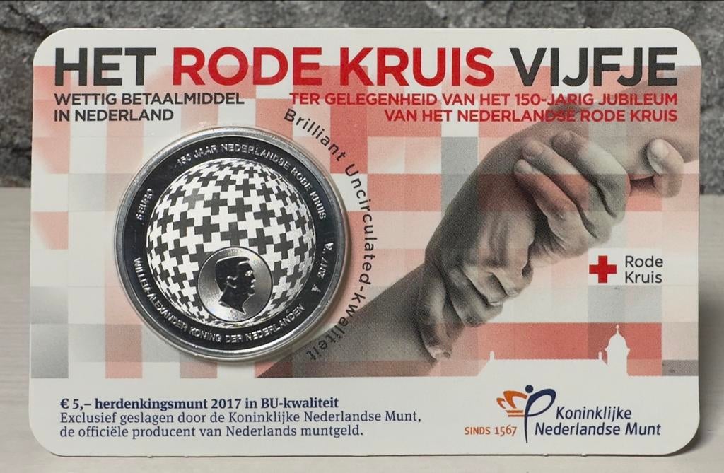 Rode Kruis Vijfje 2017 Coincard, Ophalen of Verzenden, Euro's, Losse munt