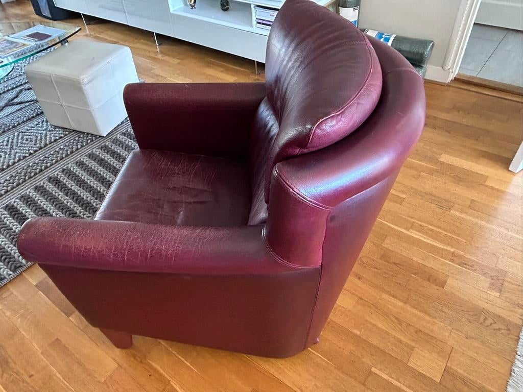 Leolux 2 half zits+club laag+club hoog, Ophalen, Gebruikt, Klassiek luxe oor-model., Leer