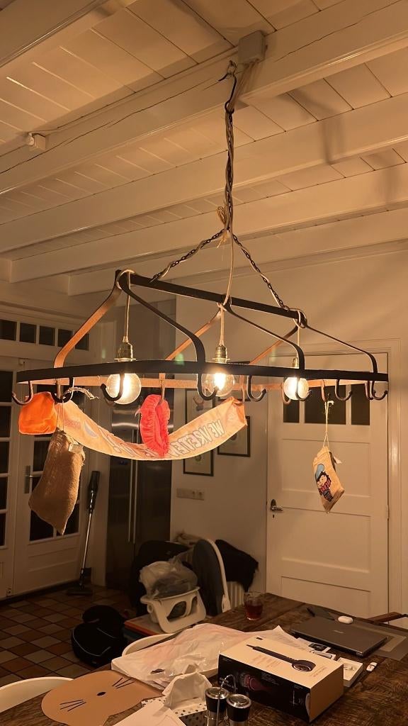 Hanglamp pannenrek, Ophalen, Zo goed als nieuw, Metaal, 75 cm of meer