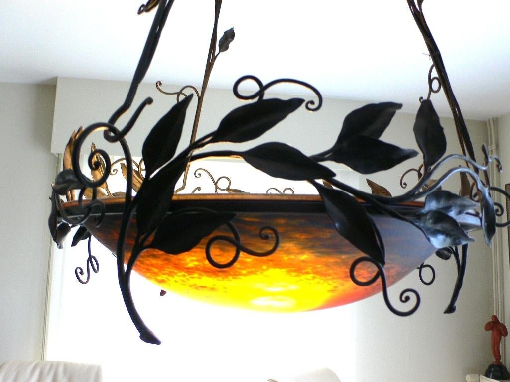 Carion met Pate De Verre  getekend  Schneider, Antiek en Kunst, Antiek | Lampen, Ophalen