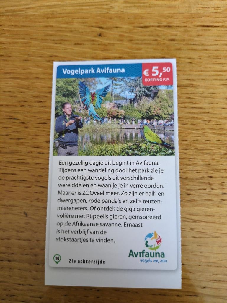 Kortingsbon voor Vogelpark Avifauna, Drie personen of meer, Kortingskaart
