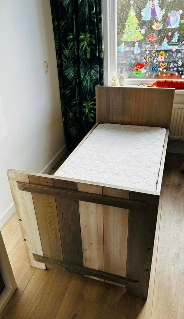 Kinderbed steigerhout met matras, Gebruikt, 70 tot 85 cm, 140 tot 160 cm, Ophalen