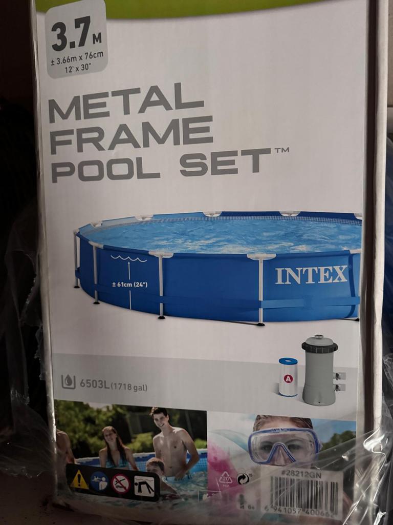 Intex metalframe zwembad met stalen poten doorsnee 3.70, Ophalen, Minder dan 80 cm, Rond, 300 cm of meer